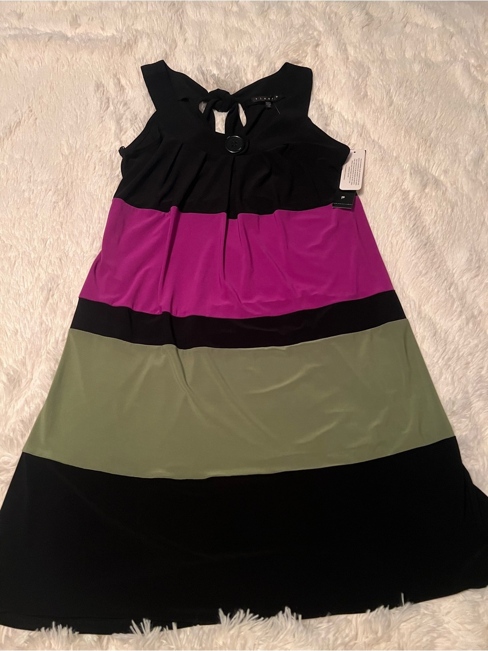 Sleeveless Colorblock Mini Dress in Black, Magenta & Olive